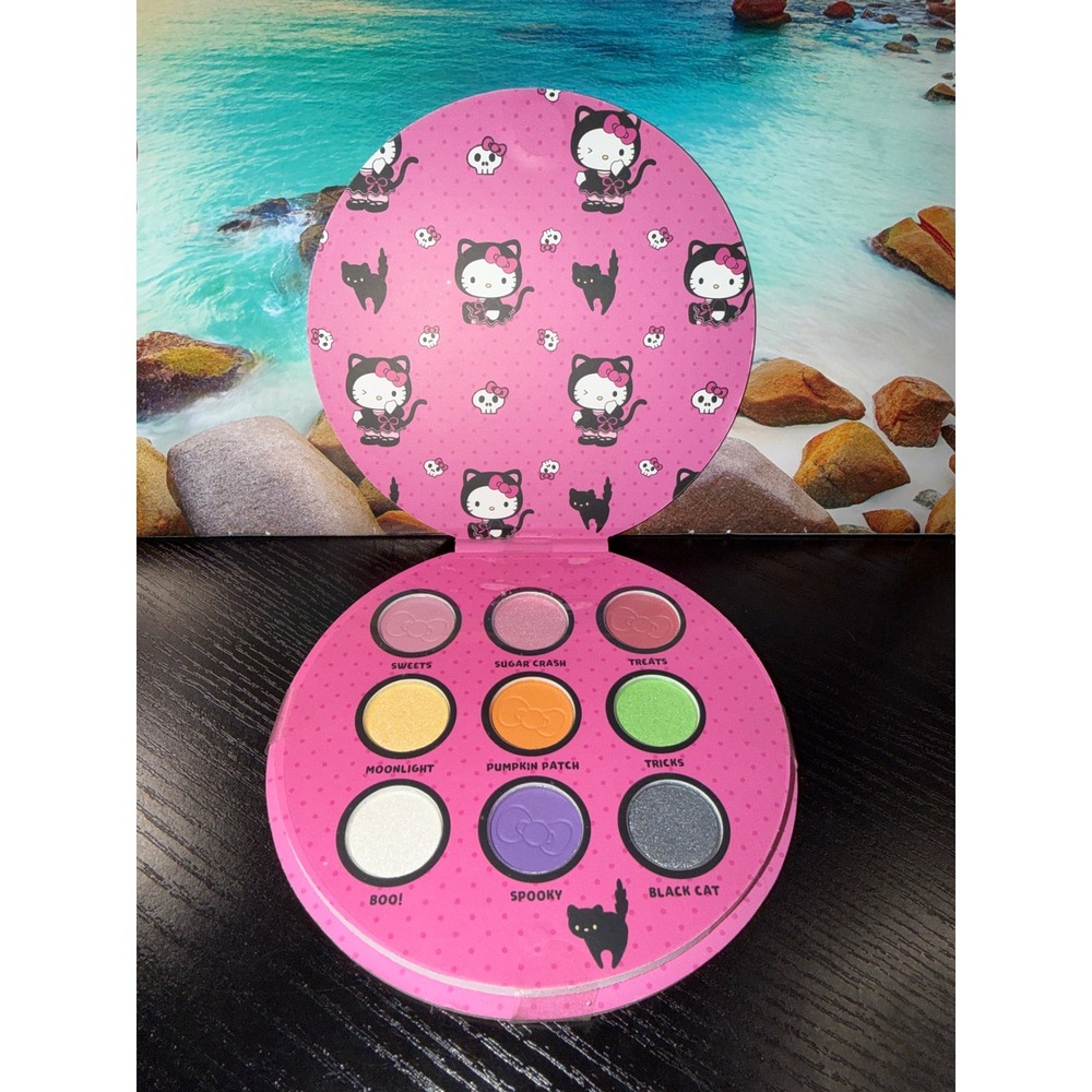 Sanrio Hello Kitty Halloween Eyeshadow Palette 9 Shades Black Cat Spooky Pink
